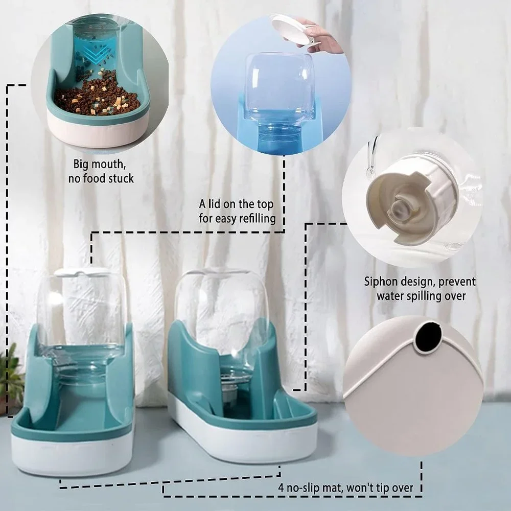 Automatic Dog/Cat Feeder and Water Dispenser Set